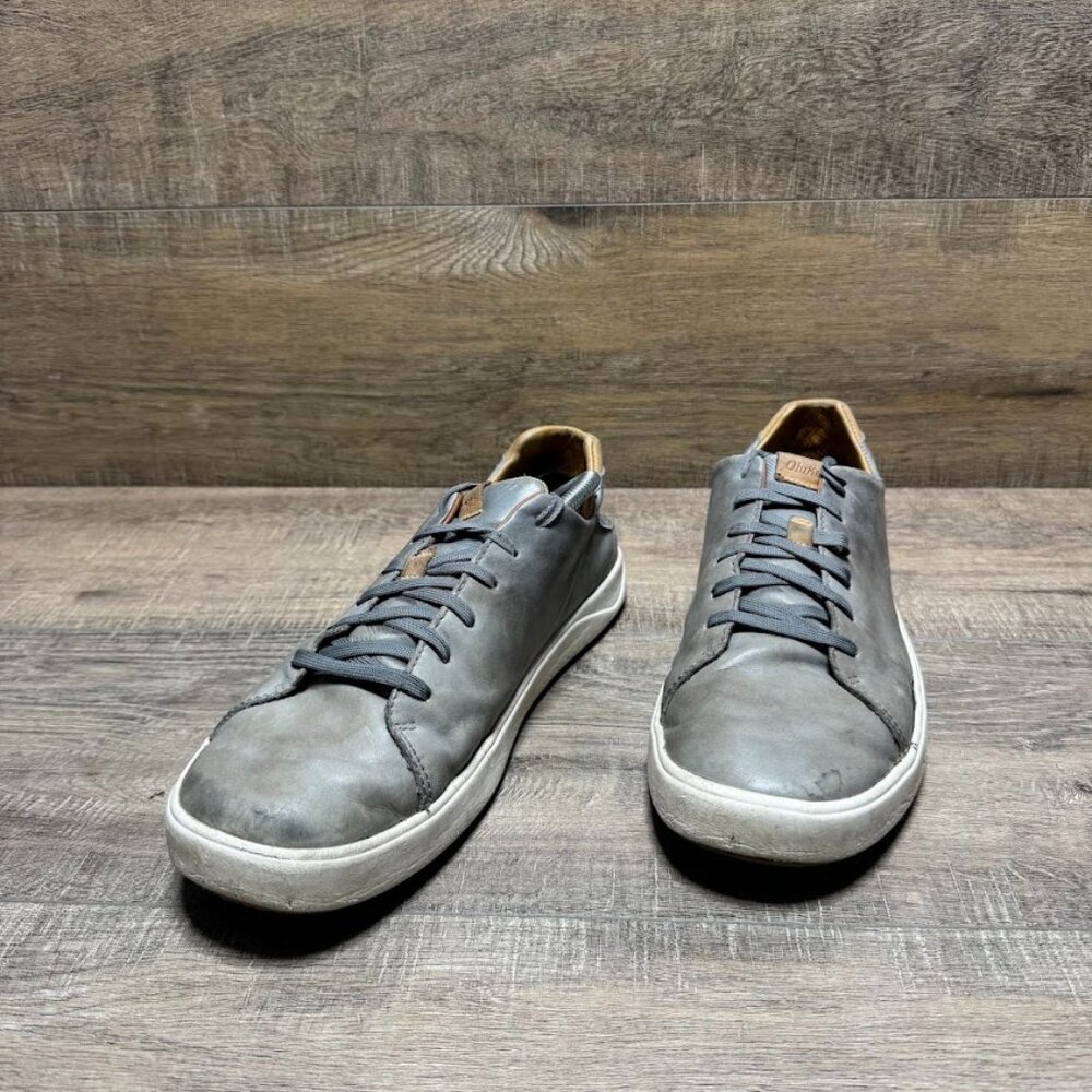 Olukai Lae'ahi Li lli Grayish Brown Leather Sneakers Men's Size 10